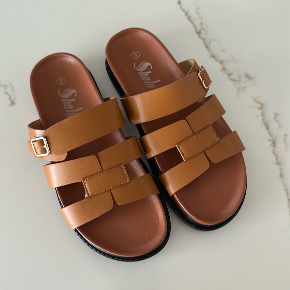 NEW Shein brown cognac sandals women's size 9